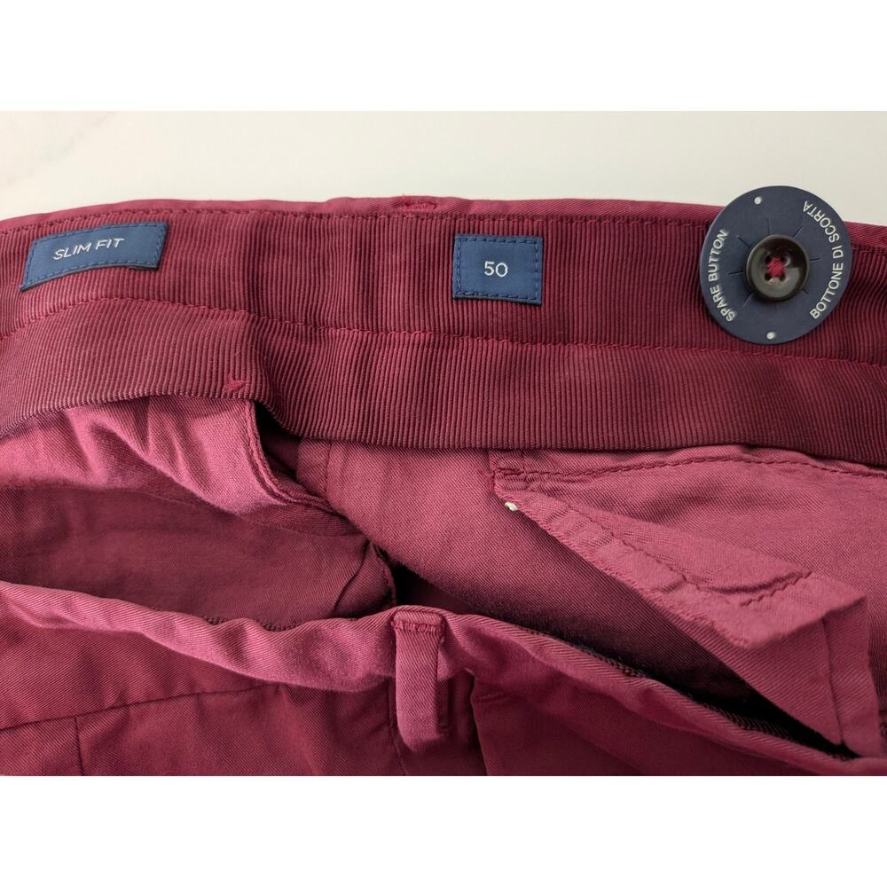 Incotex NWT Royal Batavia Chinos Plum Size 50 (US 34) Slim Fit Cotton Flaws $395 - Picture 3 of 10